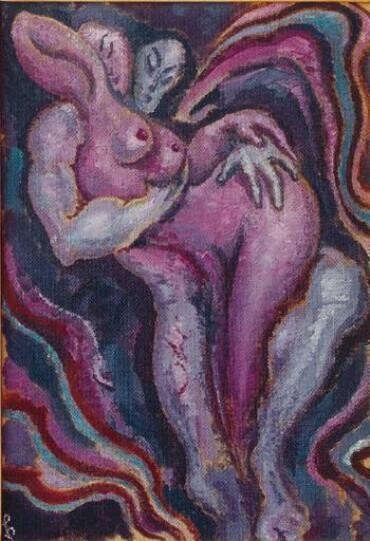 제목이 "Lovers (oil on card…"인 미술작품 Lia Chechelashvili로, 원작, 기름