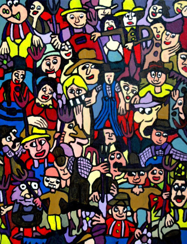 Peinture intitulée "vie paysanne" par Yves Perrin, Œuvre d'art originale, Acrylique
