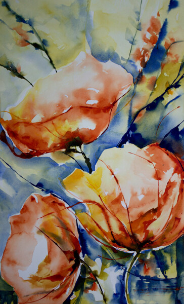 Painting titled "Valse en trois temp…" by Véronique Piaser-Moyen, Original Artwork, Watercolor