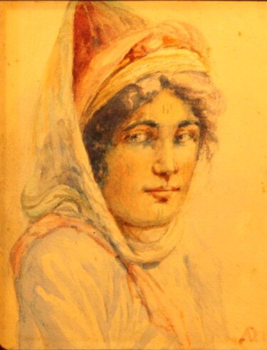 Peinture intitulée "khadoudja-la-beaute…" par Abdellouahab Selka, Œuvre d'art originale, Aquarelle