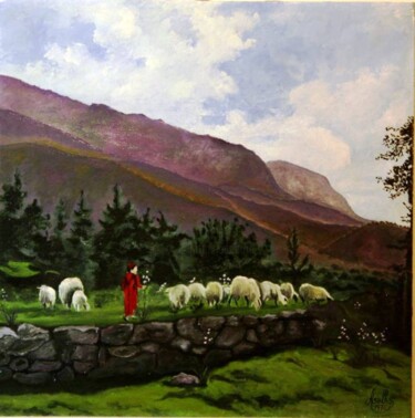 Peinture intitulée "le-petit-berger-tle…" par Abdellouahab Selka, Œuvre d'art originale, Huile
