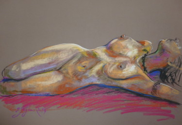 Dessin intitulée "Le repos du modèle" par Pierre Feyeux, Œuvre d'art originale, Pastel