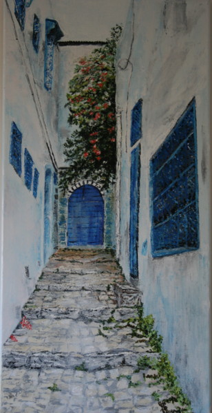 Peinture intitulée "sidi bou saïd" par Monique Blanchet, Œuvre d'art originale, Huile