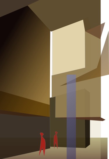 数字艺术 标题为“Hommes en espace ou…” 由Wolf Thiele, 原创艺术品, 2D数字工作