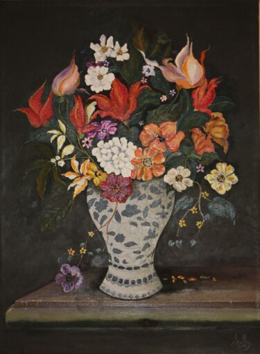 Peinture intitulée "fleurs-persanes-201…" par Abdellouahab Selka, Œuvre d'art originale, Huile