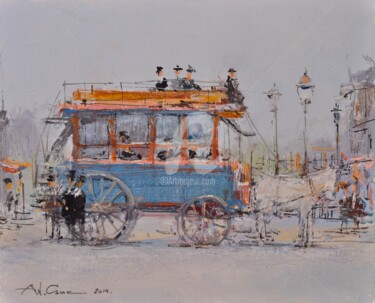 Painting titled "Omnibus" by Andrey Guk, Original Artwork, Oil