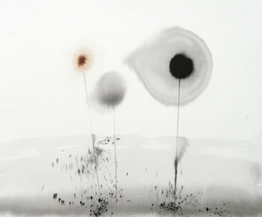 Peinture intitulée "Flower 2" par Michel Pinosa, Œuvre d'art originale, Encre
