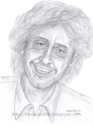Dibujo titulada "Retrato de Carlos L…" por Diana Profilio, Obra de arte original, Grafito