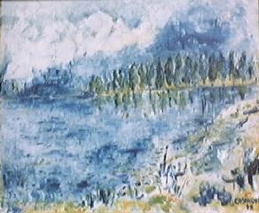 Peinture intitulée "Le Lac" par Christiane Casanova, Œuvre d'art originale