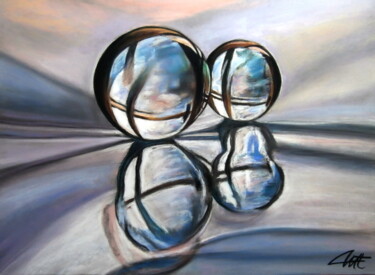 Peinture intitulée "BOULES" par Catherine Wernette, Œuvre d'art originale, Pastel
