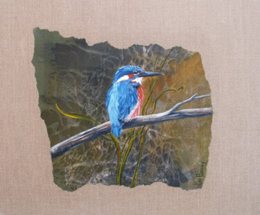 Painting titled "martin-pecheur.jpg" by Lou Auvray, Original Artwork