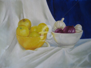 limoni, mele, aglio e cipolla Pittura intitolato "limoni, mele, aglio…" da Cosimo Amedeo Eliodoro, Opera d'arte originale