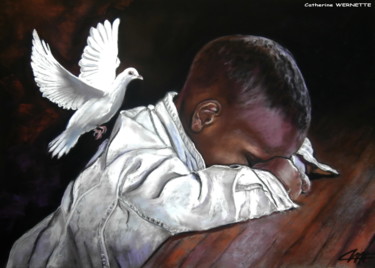 Σχέδιο με τίτλο "PEACE ON EARTH" από Catherine Wernette, Αυθεντικά έργα τέχνης, Παστέλ