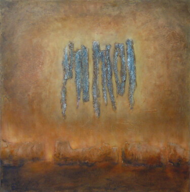 Painting titled "Rencontre I" by Isabelle Corthay, Original Artwork, Acrylic Mounted on Wood Stretcher frame