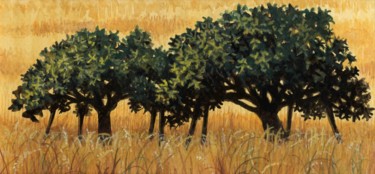 Peinture intitulée "deux-pommiers.jpg" par Louis-Michel De Lara, Œuvre d'art originale, Gouache
