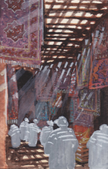 Peinture intitulée "souks-ii.jpg" par Louis-Michel De Lara, Œuvre d'art originale, Gouache