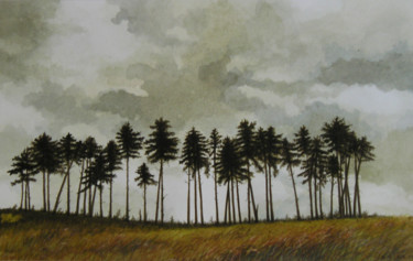 Peinture intitulée "bosquet-de-pins-2.j…" par Louis-Michel De Lara, Œuvre d'art originale, Gouache