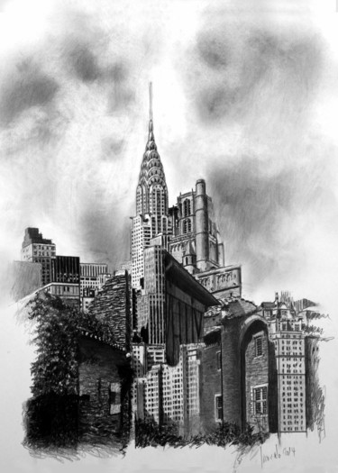 Dessin intitulée "L'architecte" par Michel Fourcade, Œuvre d'art originale, Crayon