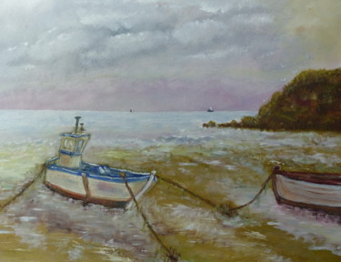 Peinture intitulée "marée basse" par H. Oriaut, Œuvre d'art originale, Huile