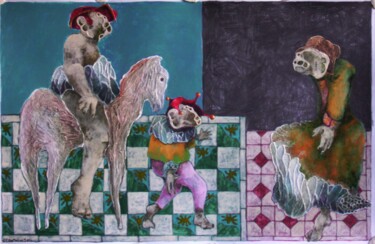 「Trois personnes et…」というタイトルの絵画 Jean Francois Bottollierによって, オリジナルのアートワーク, アクリル