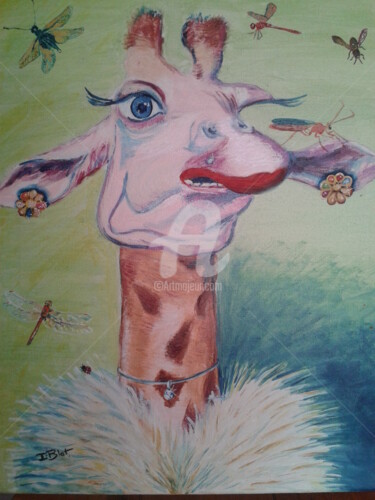 La girafe Peinture intitulée "La girafe" par Isabelle Blot, Œuvre d'art originale, Huile Monté sur Châssis en bois