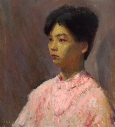 Pittura intitolato "婧婧" da Zhang Zhi Guo, Opera d'arte originale, Tempera
