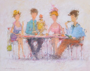 Painting titled "Чайна церемонія" by Andrey Guk, Original Artwork, Oil