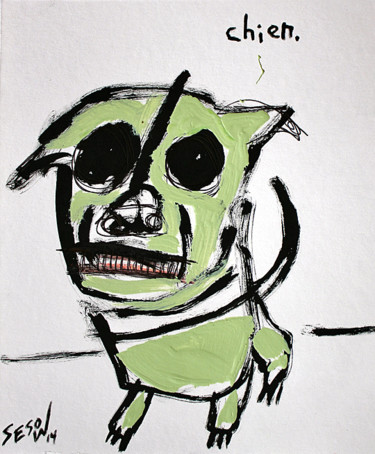Peinture intitulée "Chien" par Matt Sesow, Œuvre d'art originale, Acrylique