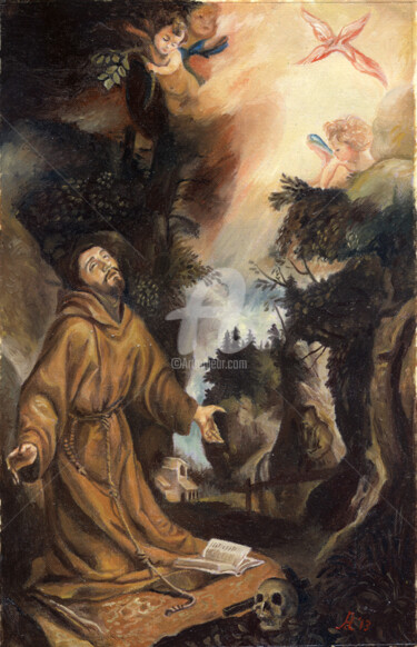 SAN FRANCESCO RICEVE LE STIGMATE Pittura intitolato "SAN FRANCESCO RICEV…" da Cosimo Amedeo Eliodoro, Opera d'arte originale