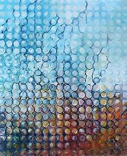 Schilderij getiteld "TRAME MOLECULAIRE" door Antony Jacob, Origineel Kunstwerk, Olie