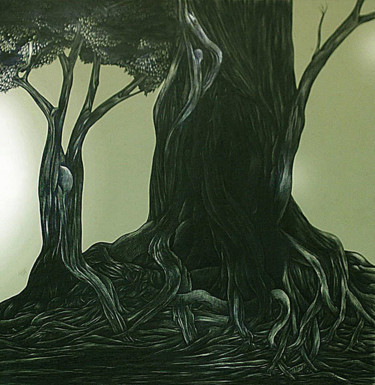 Dibujo titulada "Dans les racines" por Hamza Rhani, Obra de arte original, Bolígrafo
