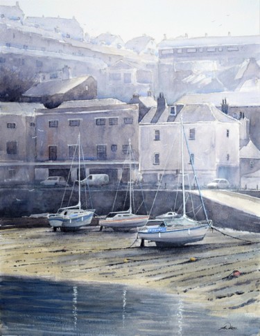 Morning boats Painting titled "Morning boats" by Andrew Lucas, Original Artwork, Watercolor