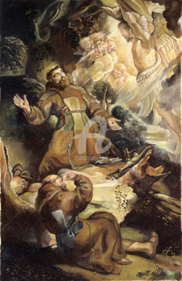 STIGMATIZZAZIONE DI SAN FRANCESCO Pittura intitolato "STIGMATIZZAZIONE DI…" da Cosimo Amedeo Eliodoro, Opera d'arte originale