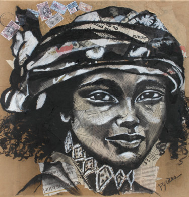 Dessin intitulée "Ethiopienne" par Hélène Py, Œuvre d'art originale, Fusain