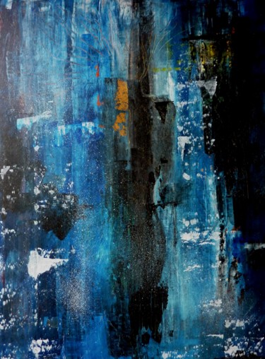 Peinture intitulée "Impression nocturne…" par Clau Redier-Clément, Œuvre d'art originale, Acrylique Monté sur Panneau de bois