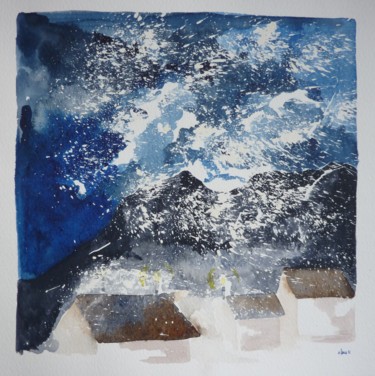 Peinture intitulée "Tempête de neige -…" par Clau Redier-Clément, Œuvre d'art originale, Aquarelle