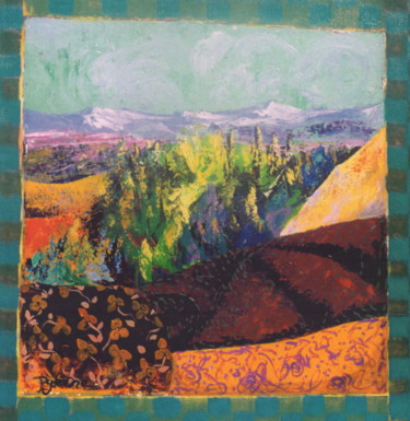 Peinture intitulée "Paysage en boutis P…" par Hélène Py, Œuvre d'art originale, Acrylique