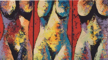 Peinture intitulée "Triptyque rouge" par Hélène Py, Œuvre d'art originale, Acrylique