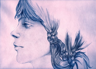 Dessin intitulée "Profil" par Hélène Py, Œuvre d'art originale, Graphite