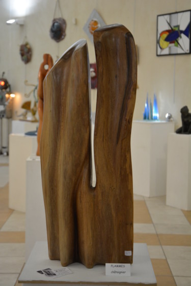 Sculpture titled "Flammes" by Dal, Original Artwork, Wood