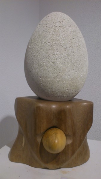 Sculpture titled "Naissance" by Dal, Original Artwork, Wood