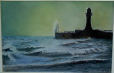 Drawing titled "Rough Sea" by Branka Mattenheim, Original Artwork, Pastel