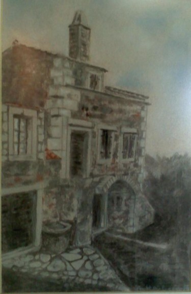 Drawing titled "Old House" by Branka Mattenheim, Original Artwork, Pastel