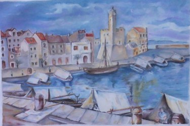 Drawing titled "Komiza, Once A Fish…" by Branka Mattenheim, Original Artwork, Pastel