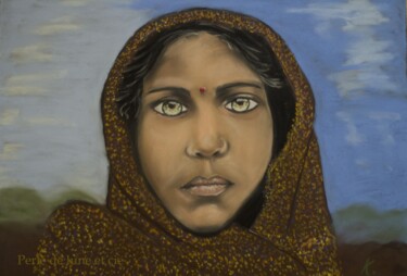 Le miroir des âmes- Pastel sec Peinture intitulée "Le miroir des âmes-…" par Kpbc, Œuvre d'art originale, Autre