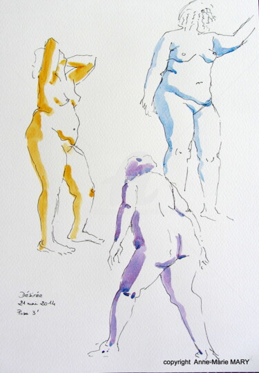 croquis 3 min Désirée 21 mai Dessin intitulée "croquis 3 min Dési…" par Anne-Marie Mary, Œuvre d'art originale, Autre