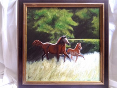 Painting titled "mare  and foul" by Ingrid Carlson, Original Artwork, Acrylic
