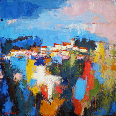 「abstraction-paysage…」というタイトルの絵画 Francis Jalibertによって, オリジナルのアートワーク, オイル ウッドストレッチャーフレームにマウント