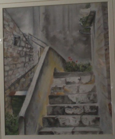 Drawing titled "Stairs To A Flower" by Branka Mattenheim, Original Artwork, Pastel
