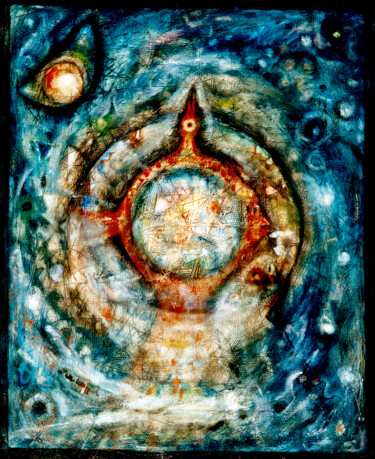 제목이 ""Uccello Cosmico"ol…"인 미술작품 Angelo Mazzoleni로, 원작, 기름